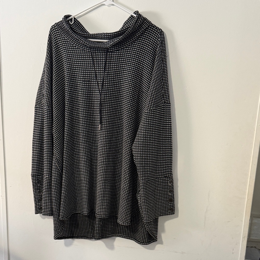 Westbound Black and White Cowl Neck Sweater